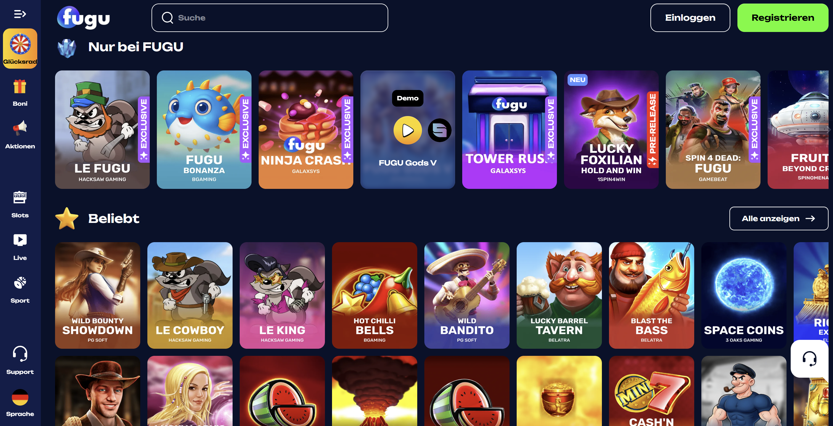 Fugu Casino Spiellobby